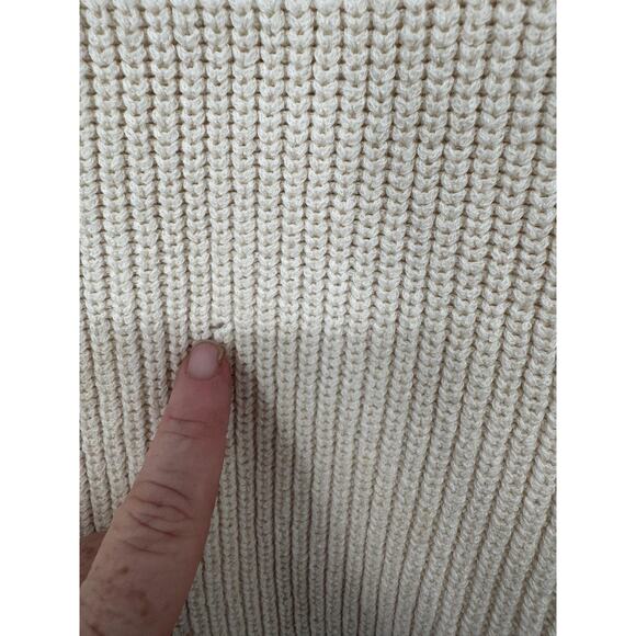 BLDWN Sweater Mens Medium White Minnelli Wool Cotton Chunky Knit Crewneck - Picture 3 of 12